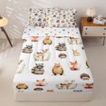 thumbnail image 1 of Manfei Kawaii Fox Zipper Twin Comforter Sets with Fitted Sheet and 2 Pillowcases,Woodland Animals Zipper Bedding Set,White,Polkadot Reversible,4pcs, 1 of 8
