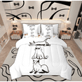 thumbnail image 1 of Manfei Kawaii Ghost Cat Bedding Comforter Set 7 Pieces for Kid, White Black Cartoon Animal Full Bedding Set, Cute Kitten Reversible Fitted Sheet Flat Sheet, Microfiber Bedroom Decor, 1 of 8