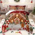 thumbnail image 1 of Manfei Kawaii Gingerbread House Queen Comforter Set,Christmas Candy Cane Bedding Sets,Red Brown Green Bedding Comforter Set For Girls Kids,Breathable Home Decor Reversible,3-Piece, 1 of 8