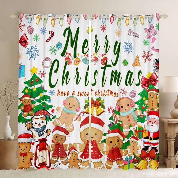Manfei Kawaii Gingerbread Man Black Out Curtains for Preppy Kids Children,Merry Christmas Curtains Pack of 2 (42x63 Each),Happy Xmas Bedroom Curtains,Ultra Soft Home Decor