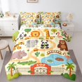 thumbnail image 1 of Manfei Kawaii Giraffe 7-Piece Twin Bedding,Jungle Theme Print Bedding Comforter Set,Beige,Polkadot Reversible, 1 of 7
