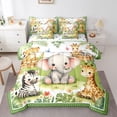 thumbnail image 1 of Manfei Kawaii Giraffe 7 Pieces Full Size Bedding Sets,Lovely Monkey Full Size Bed in a Bag,Green,Polkadot Reversible, 1 of 7