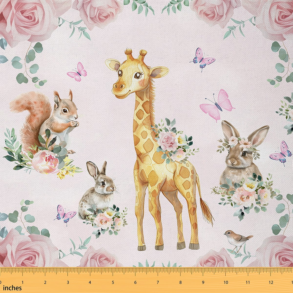 Manfei Rug Manfei Kawaii Giraffe Squirrel Rabbit Sewing & Crafting Fabric (1 Yard ...