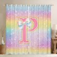 thumbnail image 1 of Manfei Kawaii Girls Letter P Black Out Curtains for Kid, Cartoon Monogrammed Curtains Pack of 2 (42x63 Each), Bling Stars Rainbow Bedroom Curtains, Blackout Curtains Room Decor, 1 of 6