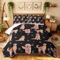 thumbnail image 1 of Manfei Kawaii Golden Retriever Quilt King, Cute Dog Lover King Coverlet Set, Black Gold, 3-Piece, 1 Bedspread and 2 Pillowcases, 1 of 7