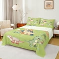 thumbnail image 1 of Manfei Kawaii Green Dinosaur Bed Sheets, Cartoon Animal King Sheets, Teens Boys Girls Kids Sheet Set, Lightweight Room Decor, 4pcs, 1 of 7
