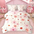 thumbnail image 1 of Manfei Kawaii Groovy Flower Twin Bedding Sets 7-Piece for Kids, Rustic Daisy Floral Bedding Comforter Set, Pink Cartoon Theme Reversible Sheet Sets, Super Cozy Room Decor, 1 of 8