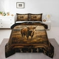 thumbnail image 1 of Manfei Kawaii Highland Cattle Full Size Comforter Sets,Rustic Cowhide Bedding Comforter Set,Western Farm Bedding Sets For Teens,Luxury Bedroom Decor Reversible,3pcs, 1 of 8
