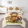 thumbnail image 1 of Manfei Kawaii Highland Cattle Queen Comforter Set,Cute Stars Floral Comforter Sets Queen,Brown Red,Light Gray Reversible,3 Pieces,1 Comforter and 2 Pillowcases, 1 of 7