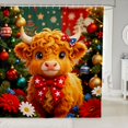 thumbnail image 1 of Manfei Kawaii Highland Cattle Shower Curtain 72Wx78L,Merry Christmas Bath Curtain,Orange Red, 1 of 6