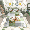 thumbnail image 1 of Manfei Kawaii Jungle Animal Queen Comforter Set, Leaf Botanical Bedding Sets, Green Patchwork Plaid Bedding Comforter Set, Super Cozy Room Decor, 3-Piece, 1 of 8