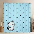 thumbnail image 1 of Manfei Kawaii Kitten Blackout Curtains Set of 2 (38x54 Each), Graffiti Love Heart Doodle Living Room Curtains, Blue, 1 of 6