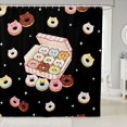 thumbnail image 1 of Manfei Kawaii Kitten Donut Shower Curtain 72Wx72L, Sweet Treat Bathroom Curtain, Black Pink, 1 of 5