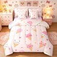 thumbnail image 1 of Manfei Kawaii Kitten Full Size Bedding Sets, Ice Cream Cat Animal Full Size Bed in a Bag, Pink, Pink Reversible, 7 Pieces, 1 of 6