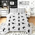thumbnail image 1 of Manfei Kawaii Kitten Full Size Comforter Sets, Cute Cartoon Animal Bedding Comforter Set, Black White, Reversible, 3 Pieces, 1 Comforter and 2 Pillowcases, 1 of 7