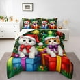 thumbnail image 1 of Manfei Kawaii Kitten Full Size Comforter Sets,Xmas Gifts Bedding Comforter Set,Happy New Year Bedding Sets For Kids,Microfiber Bedroom Decor Reversible,3 Pieces, 1 of 8
