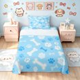 thumbnail image 1 of Manfei Kawaii Kitten Paw Twin Sheets, Dog Bone Bedding, Light Blue White, 3-Piece, 1 Flat Sheet, 1 Fitted Sheet and 1 Pillowcase, 1 of 6