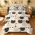 thumbnail image 1 of Manfei Kawaii Kitten Queen Bedding, Boho Moon Bedding Comforter Set Queen, Beige, Polkadot Reversible, 7 Pieces, 1 of 6