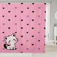 thumbnail image 1 of Manfei Kawaii Kitten Shower Curtain 72Wx72L, Sweet Love Heart Doodle Bathroom Curtain, Pink, 1 of 5