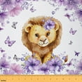 thumbnail image 1 of Manfei Kawaii Lion Fabric by the Yard (2 Yards), Cartoon Jungle Animal Decorative Fabric by the Yard for Girls Boys, Chic Floral Flower Butterfly Sewing & Crafting Fabric, 1 of 6
