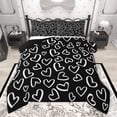 thumbnail image 1 of Manfei Kawaii Love Heart 2pcs Bedding Comforter Set for Female Women Girls,Black White Twin Comforter Sets,Romantic Couple Lover Breathable Bedding Set,Microfiber Bedroom Decor,Reversible, 1 of 8