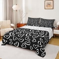 thumbnail image 1 of Manfei Kawaii Love Heart 4pcs Bed Sheets for Female Women Girls,Black White King Sheets,Romantic Couple Lover Super Cozy Sheet Set,Microfiber Bedroom Decor, 1 of 7
