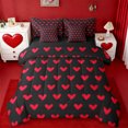 thumbnail image 1 of Manfei Kawaii Loves Pattern 7-Piece Twin Bedding Sets,Cute Heart Print Bedding Comforter Set,Red Black Sheet Sets For Princess,Ultra Soft Home Decor Reversible, 1 of 8