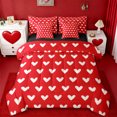 thumbnail image 1 of Manfei Kawaii Loves Pattern 7 Pieces Bedding Comforter Set,Cute Heart Print Full Bedding Set,Red White Fitted Sheet Flat Sheet For Princess,Ultra Soft Home Decor Reversible, 1 of 8