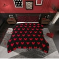 thumbnail image 1 of Manfei Kawaii Loves Pattern Bedding Comforter Set,Cute Heart Print Twin Comforter Sets,Red Black Bedding Set For Princess,Ultra Soft Home Decor Reversible,2 Pieces, 1 of 8