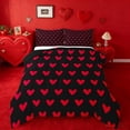 thumbnail image 1 of Manfei Kawaii Loves Pattern Bedding Comforter Set,Cute Heart Print Twin Comforter Sets,Red Black Bedding Set For Princess,Ultra Soft Home Decor Reversible,2 Pieces, 1 of 8