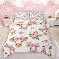 thumbnail image 1 of Manfei Kawaii Milk Cow Bedding Comforter Set,Cute Cartoon Bowtie Twin Comforter Sets,Pink White Bedding Set For Girls Kids,Microfiber Bedroom Decor Reversible,2pcs, 1 of 8