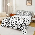 thumbnail image 1 of Manfei Kawaii Milk Cow Queen Sheet Sets for Teens, White Black Dots Flat Sheet, Cartoon Animal Style Queen Fitted Sheet, Lightweight Room Decor, 4 Pieces, 1 of 7