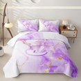 thumbnail image 1 of Manfei Kawaii Monogram J Twin Quilt Set,Marble Pattern Twin Coverlet Set,Purple,2pcs, 1 of 7