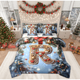 thumbnail image 1 of Manfei Kawaii Monogrammed R Bedding Comforter Set 7pcs for Kids, Winter Snowflake King Bedding Sets, Merry Christmas Reversible Bed Sheets, Luxury Bedroom Decor, 1 of 8
