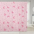 thumbnail image 1 of Manfei Kawaii Moon Shower Curtain 72Wx84L,Cute Stars Polka Dot Bathroom Shower Curtain,Pink, 1 of 5