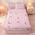 thumbnail image 1 of Manfei Kawaii Moon Zipper Queen Comforter Set with Fitted Sheet and 2 Pillowcases,Cute Stars Polka Dot Zipper Bedding Set,Pink,Pink Reversible,4pcs, 1 of 8