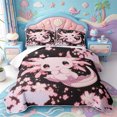 thumbnail image 1 of Manfei Kawaii Ocean Axolotl Twin Quilt Set,Pink Japanese Sakura Twin Coverlet Set,2 Pieces,1 Bedspread and 1 Pillowcase, 1 of 7