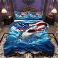 thumbnail image 1 of Homewish Kawaii Ocean Shark Bedding Comforter Set for Kids, American Flag Twin Comforter Sets, Cute Cartoon Sealife Reversible Bedding Set, Luxury Bedroom Decor, 2pcs, 1 of 8