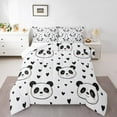 thumbnail image 1 of Manfei Kawaii Panda 3 Pieces Queen Comforter Set,Love Heart Print Ultra Soft Bedding Sets,Black White Bedding Comforter Set,Luxury Kids Bedroom Decor,Reversible, 1 of 8