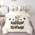 thumbnail image 1 of Manfei Kawaii Panda Bed in a Bag Full Size,Cartoon Animal Bed Set,White Black Green Bedding Full Size,Microfiber Room Decoration Reversible,7 Pieces, 1 of 7