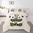 thumbnail image 1 of Manfei Kawaii Panda Bedding Full Comforter Set,Cartoon Animal Down Comforter,White Black Green Bedding Sets Full with Comforter,Microfiber Room Decoration Reversible,3 Pieces, 1 of 8