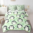 thumbnail image 1 of Manfei Kawaii Penguin Twin Bedding Sets 7-Piece for Kid, Antarctic Wildlife Animal Bedding Comforter Set, Cartoon Green Love Heart Sheet Sets, Microfiber Bedroom Decor, 1 of 7