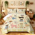 thumbnail image 1 of Manfei Kawaii Pet Collage Twin Quilt Set, Groovy Floral Twin Coverlet Set, Cream, 2-Piece, 1 Bedspread and 1 Pillowcase, 1 of 7