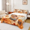 thumbnail image 1 of Manfei Kawaii Pet Dog Queen Sheet Sets,Fall Maples Pumpkin Flat SheetRustic Pine Cone Queen Fitted Sheet For Teens,Luxury Bedroom Decor,4-Piece, 1 of 7