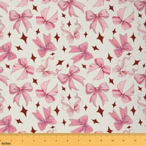 Manfei Kawaii Pink Bow Sewing & Crafting Fabric (1 Yard), Dreamy Bowknot Home Decor Fabric by the Yard, Sparkle Stars Fabric by the Yard for Girls Kids