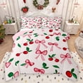 thumbnail image 1 of Homewish Kawaii Pink Bow-tie Full Size Comforter Sets, Cartoon Cute Cherry Bedding Comforter Set, Green Leaf Botanical Reversible Bedding Sets, Microfiber Bedroom Decor, 3pcs, 1 of 8