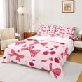 thumbnail image 1 of Homewish Kawaii Pink Bowknot Queen Sheet Sets, Cartoon Cherry Leaf Plant Flat Sheet, Teens Kids Boys Girls Queen Fitted Sheet, Breathable Home Decor, 4 Pieces, 1 of 7