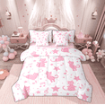 thumbnail image 1 of Manfei Kawaii Pink Kitten Bedding Comforter Set 7pcs for Kids, Cute Cartoon Cat Animal Queen Bedding Sets, Musical Note Melody Reversible Queen Sheet Sets, Lightweight Room Decor, 1 of 8