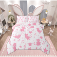 thumbnail image 1 of Manfei Kawaii Pink Kitten Full Size Comforter Sets for Kids, Cute Cartoon Cat Animal Bedding Comforter Set, Musical Note Melody Reversible Bedding Sets, Lightweight Room Decor, 3pcs, 1 of 9