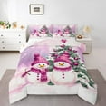 thumbnail image 1 of Manfei Kawaii Pink Snowman Full Size Comforter Sets for Kids, Merry Christmas Bedding Comforter Set, Cartoon Dots Xmas Tree Reversible Bedding Sets, Super Cozy Room Decor, 3-Piece, 1 of 8